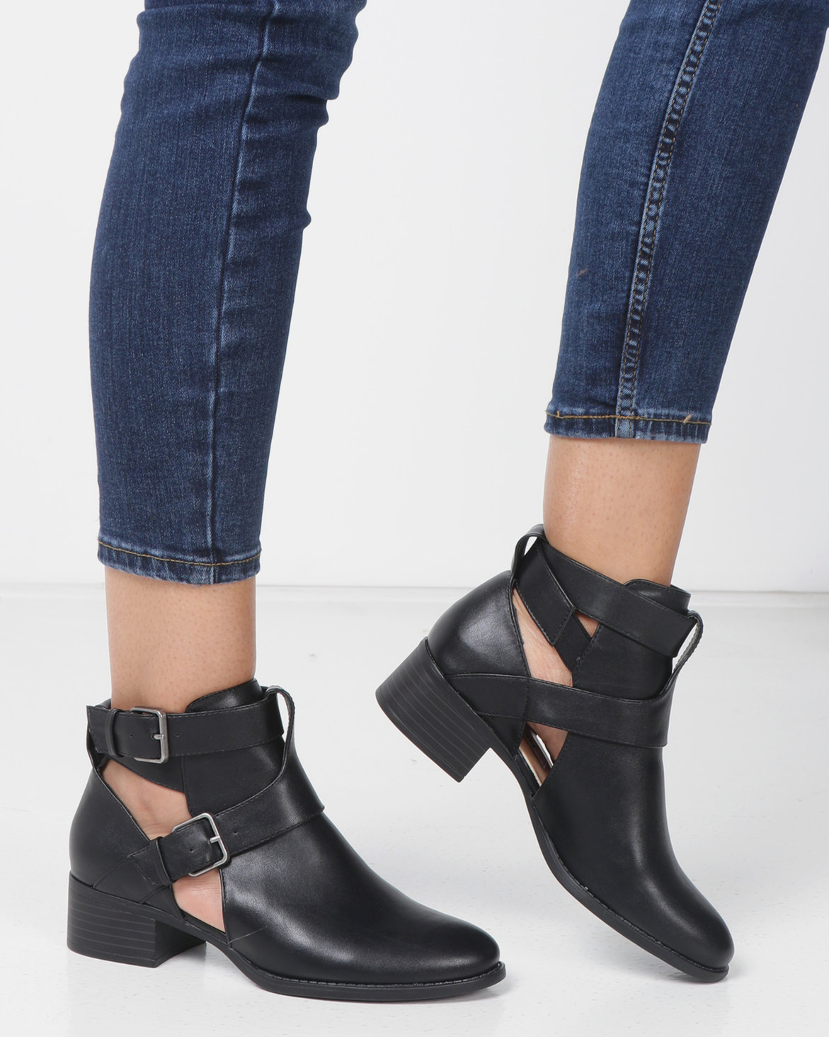 Madison Cut Out Ankle Boots Black | Zando