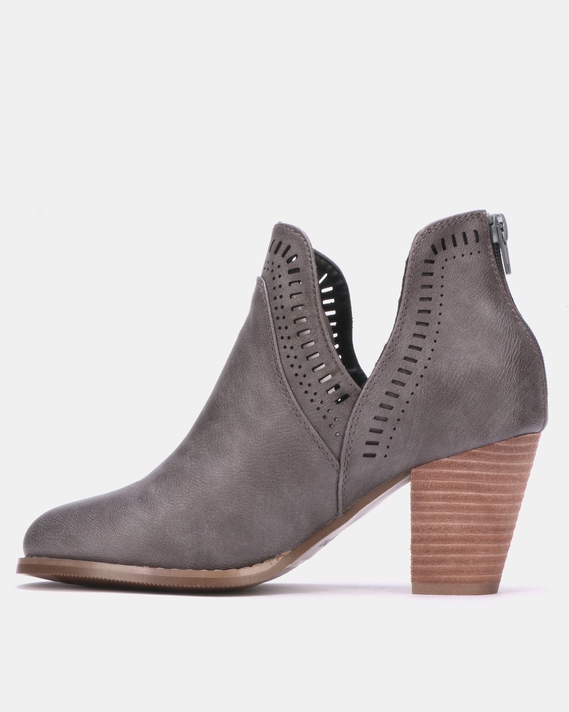 Bronx Women Randy Ankle Block Heel Boots Grey | Zando