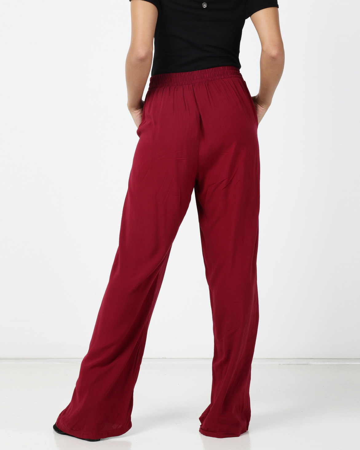 Legit Gold Trim Wideleg Pants Maroon | Zando