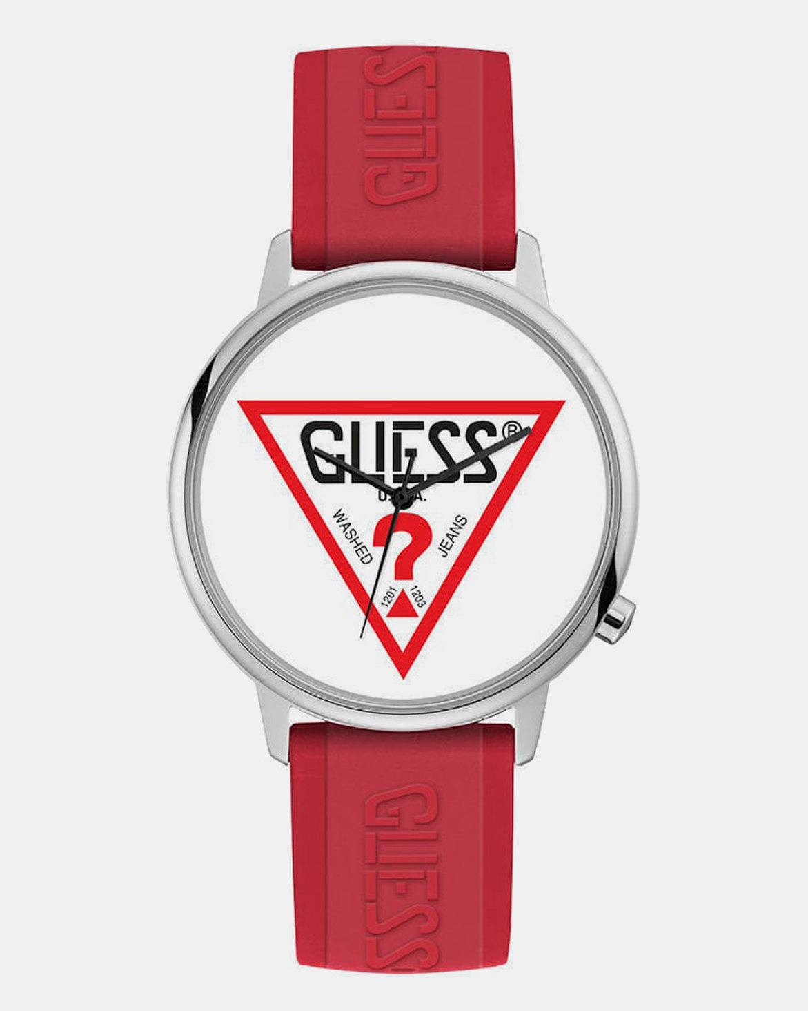 Guess Originals Logo Silicone Strap Watch Red Zando