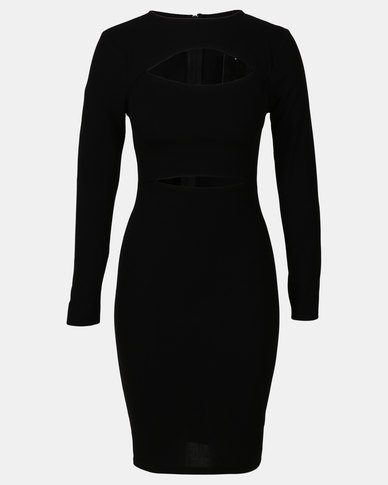 Legit Peep Front Bodycon Dress Black | Zando