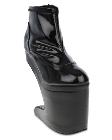 Bettie Page Saffo Heel-Less Platform Ankle Boots Black | Zando