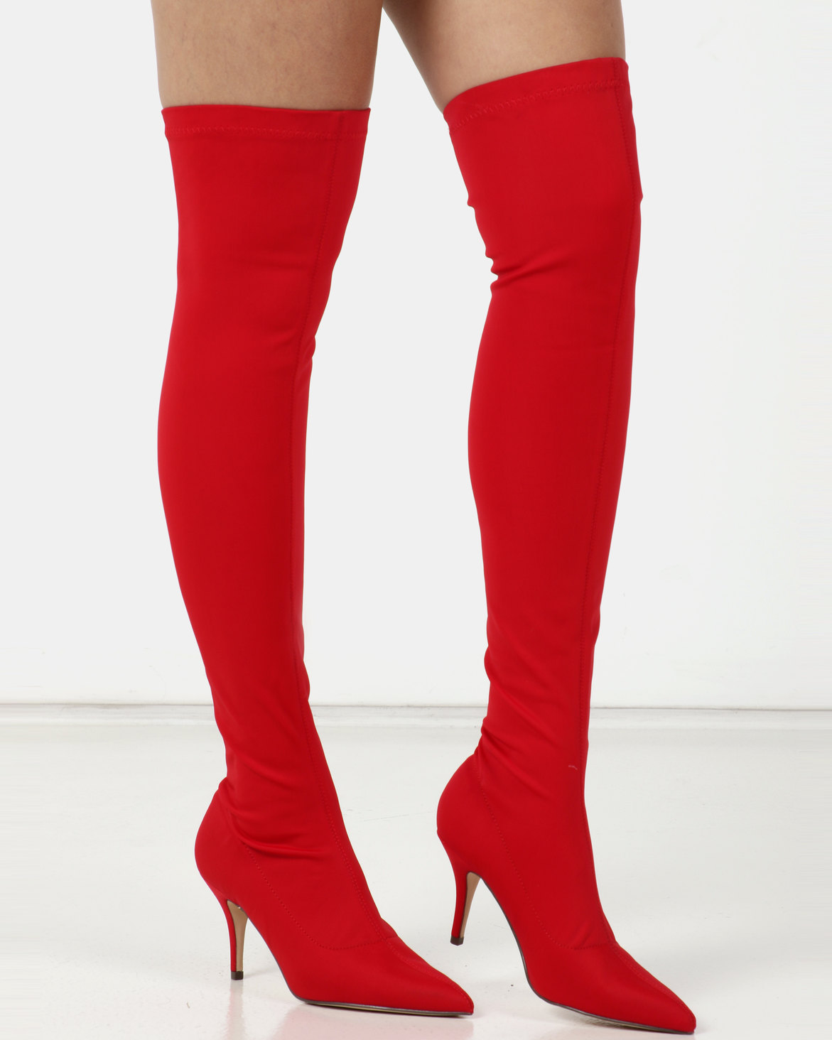 Sissy Boy Knee High Heeled Boots Red | Zando