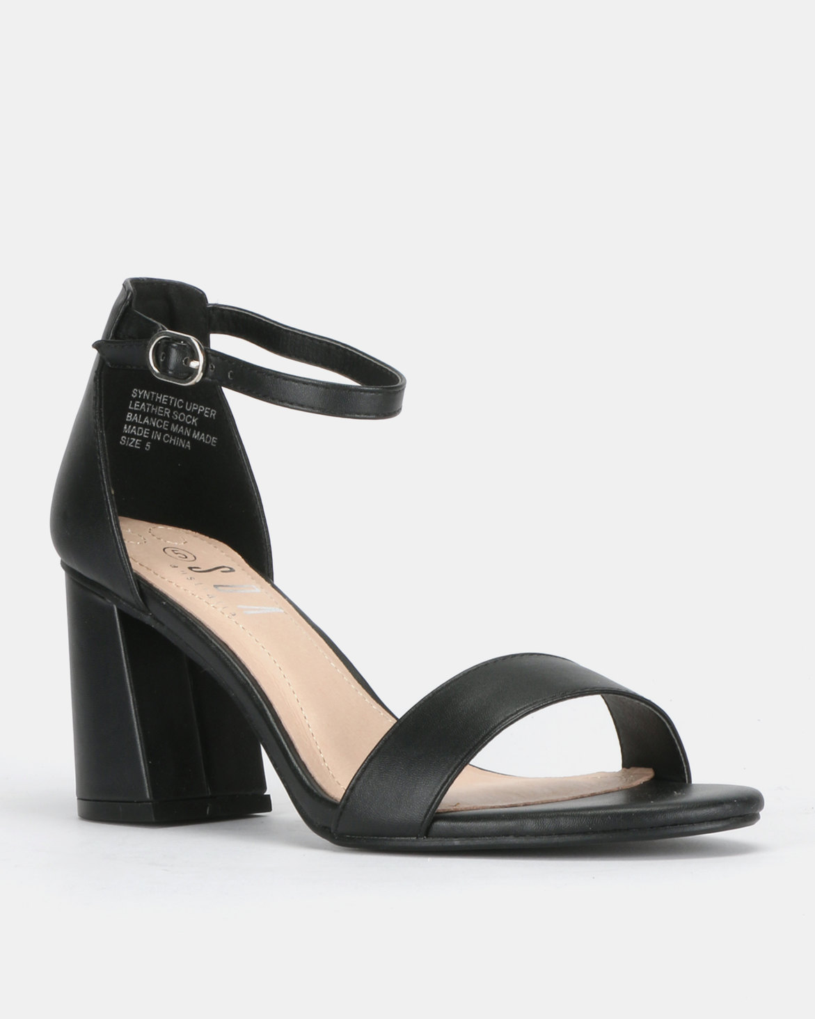 SOA Christa Block Heel Ankle-Strap Sandals Black | Zando