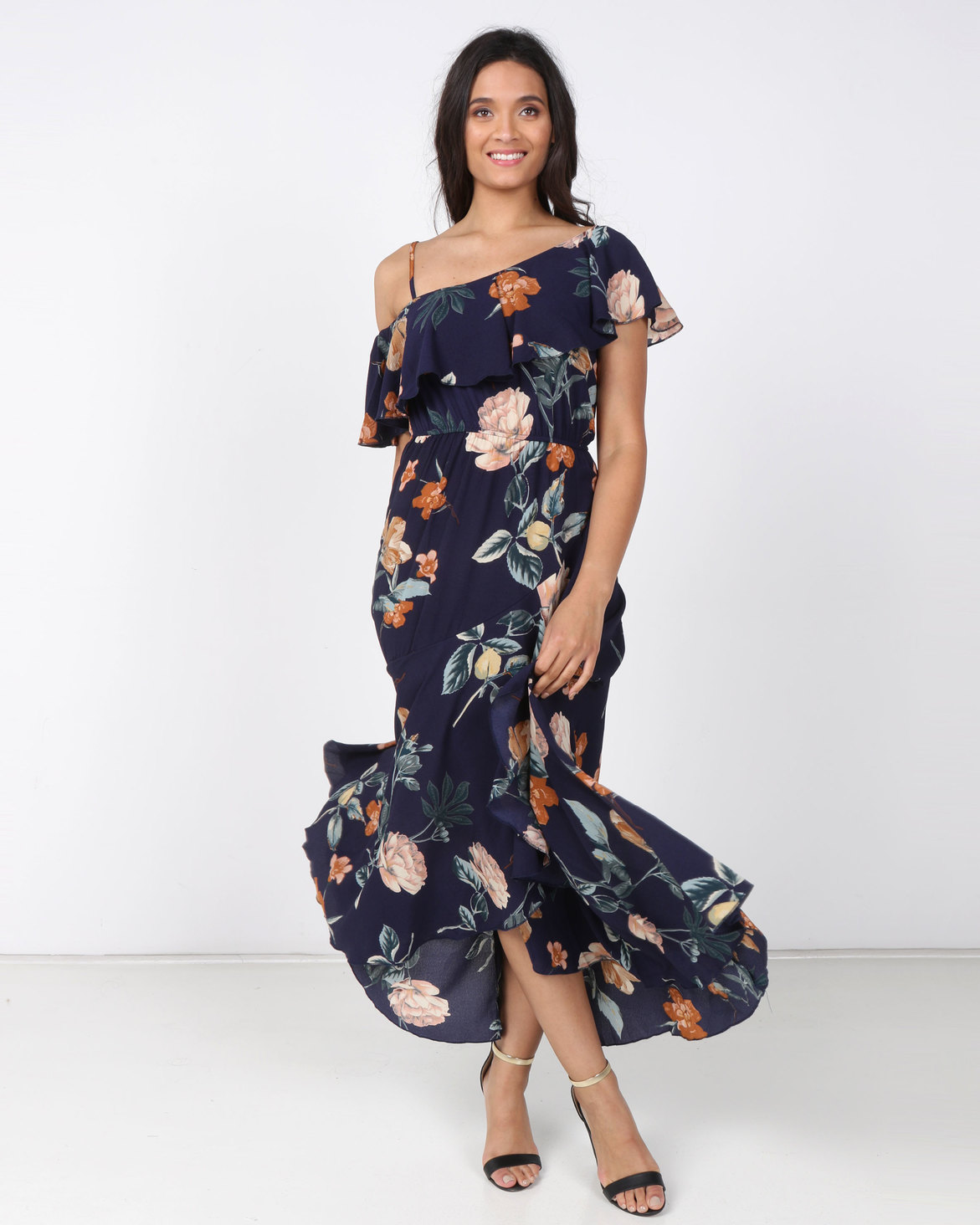 Revenge Off Shoulder Maxi Dress Navy | Zando