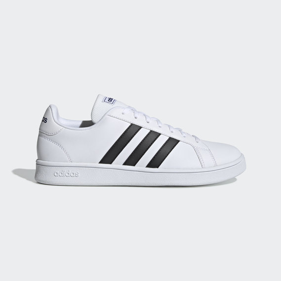 adidas white shoes with black stripes on one side