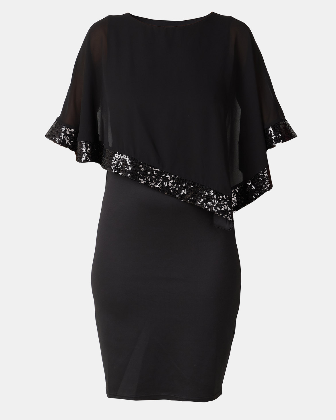 Queenspark Double Layer Glam Knit Dress Black | Zando