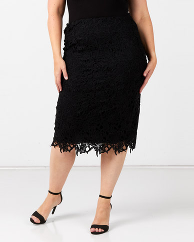 Queenspark Plus Collection Lace Woven Skirt Black | Zando