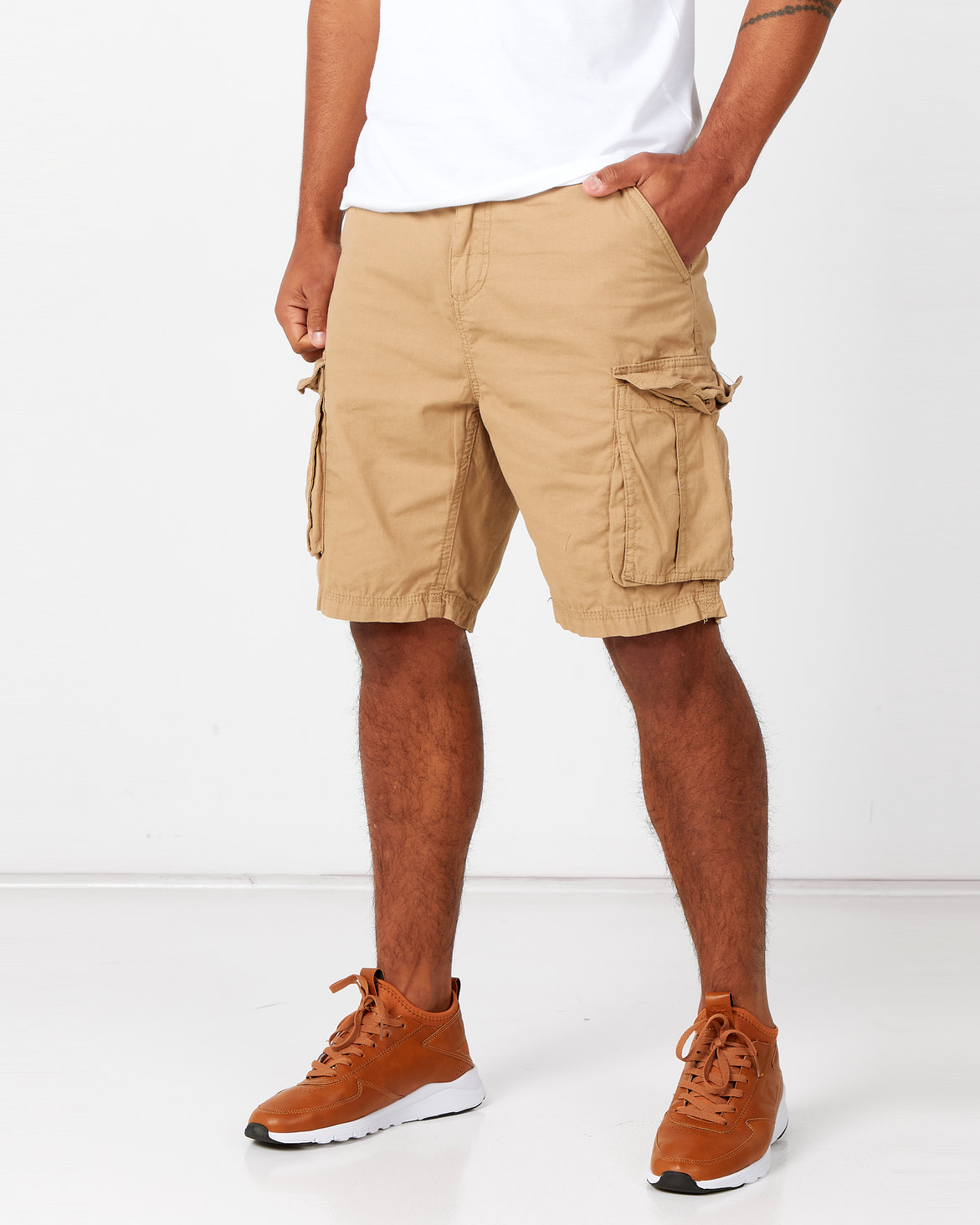 Brave Soul Canvas Cargo Shorts Stone | Zando