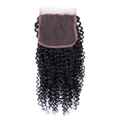 Blkt 14 Inches 12a Brazilian Kinky Curl 4x4 Three Parts Closure