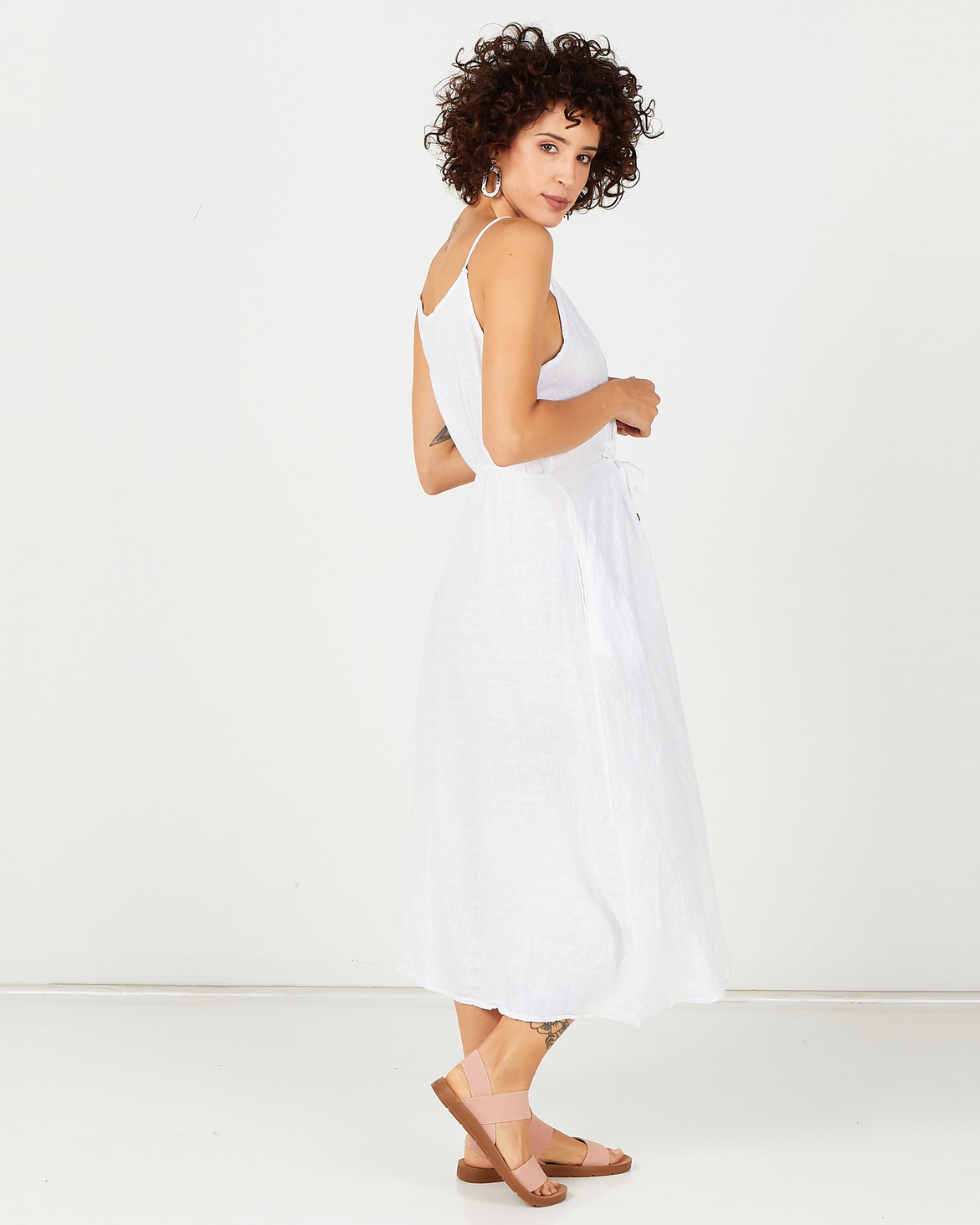 Assuili Strapless Linen Dress White | Zando