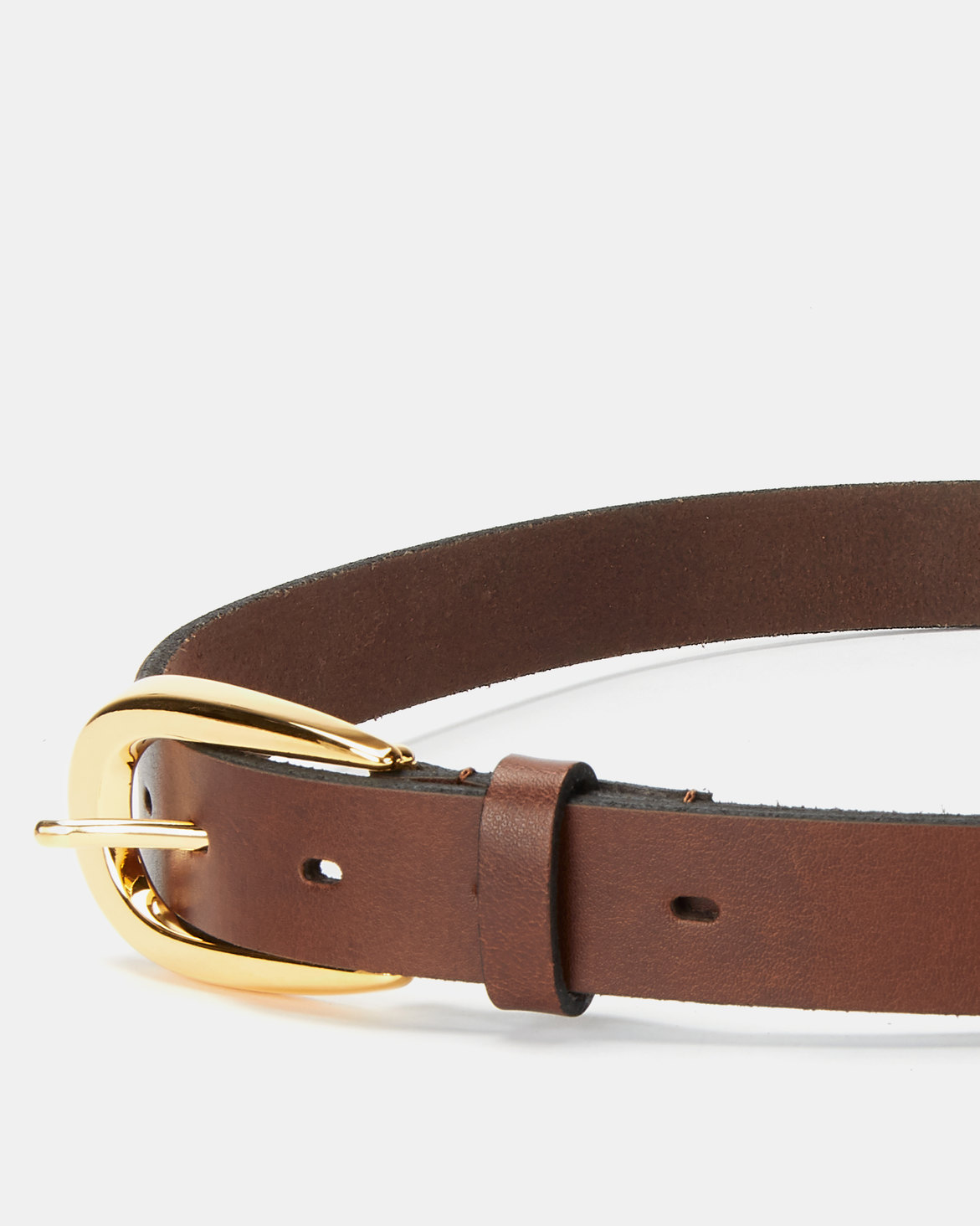Paris Belts Leather Gold Buckle Skinny Belt Tan | Zando
