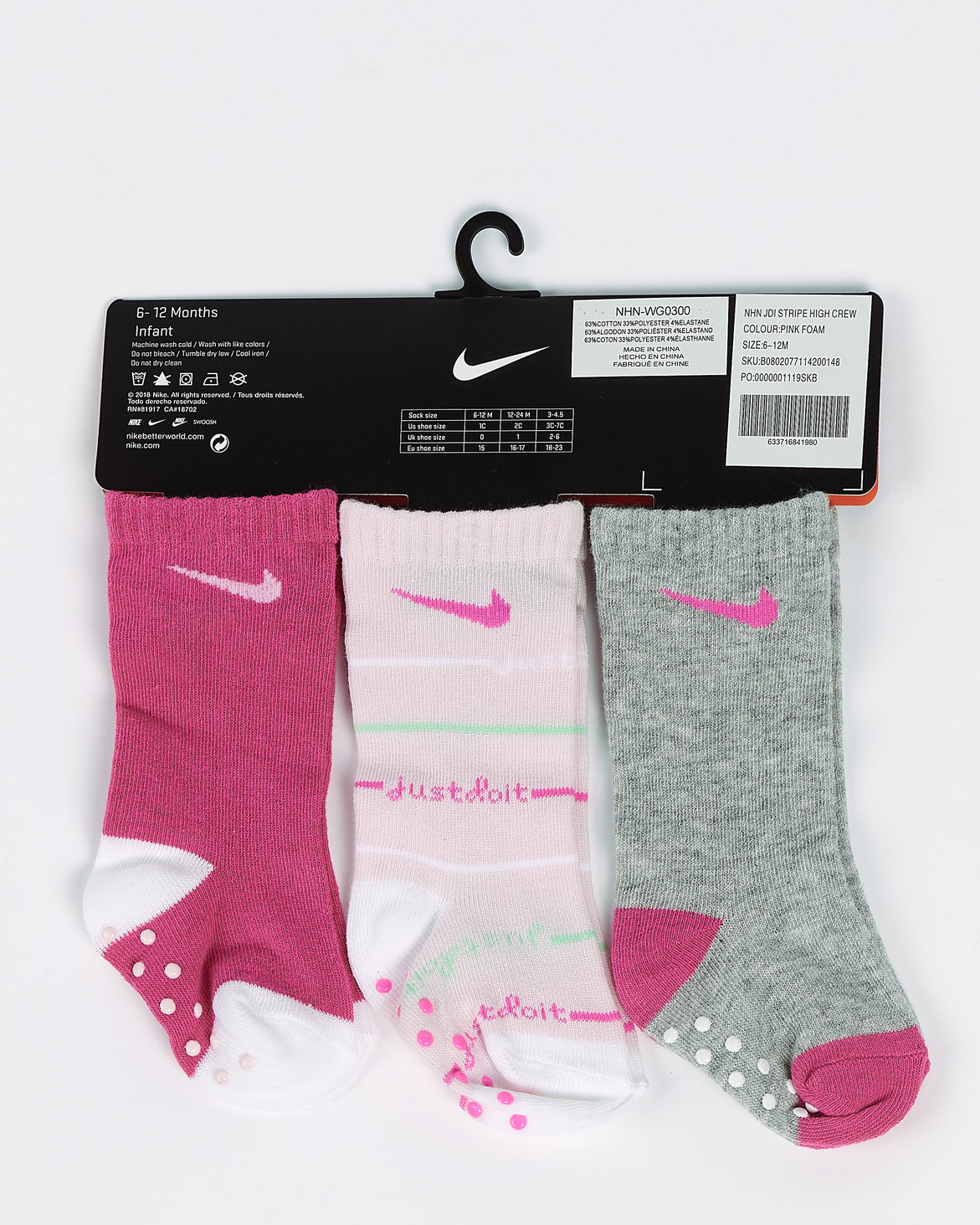 Nike Foam JDI Stripe High Crew Socks Pink | Zando