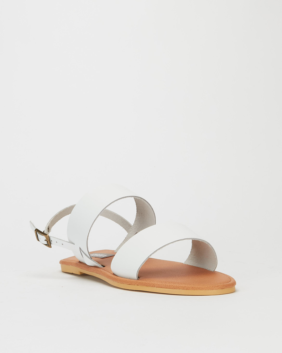 Utopia Leather Double Strap Slingback Sandals White | Zando