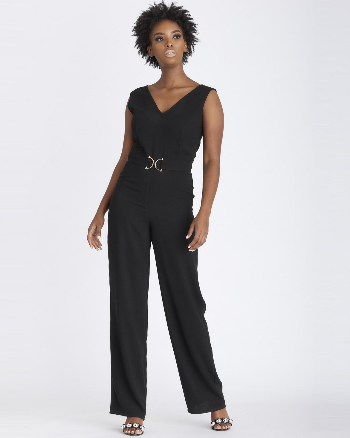 Contempo Jumpsuit With D-Ring Trim Black | Zando