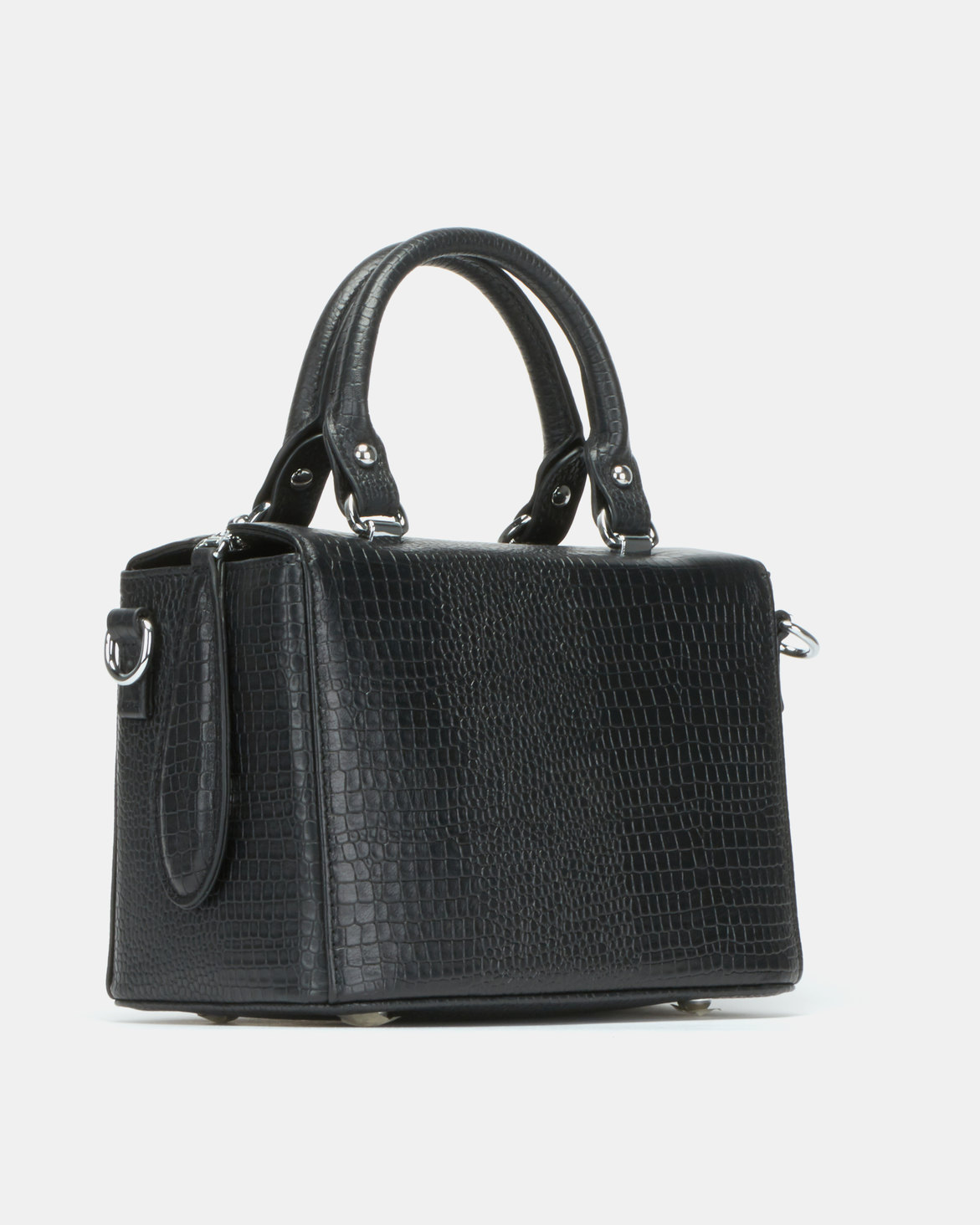 BELLINI Leather Faux Croc Crossbody Bag Black | Zando