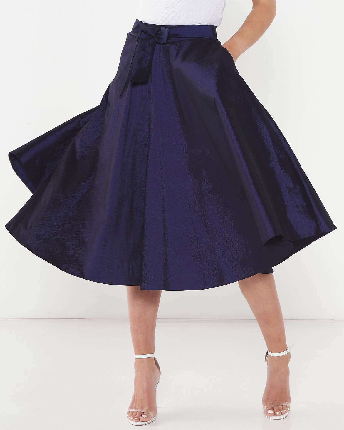 Queenspark Shimmer Taffetta Woven Skirt Navy | Zando