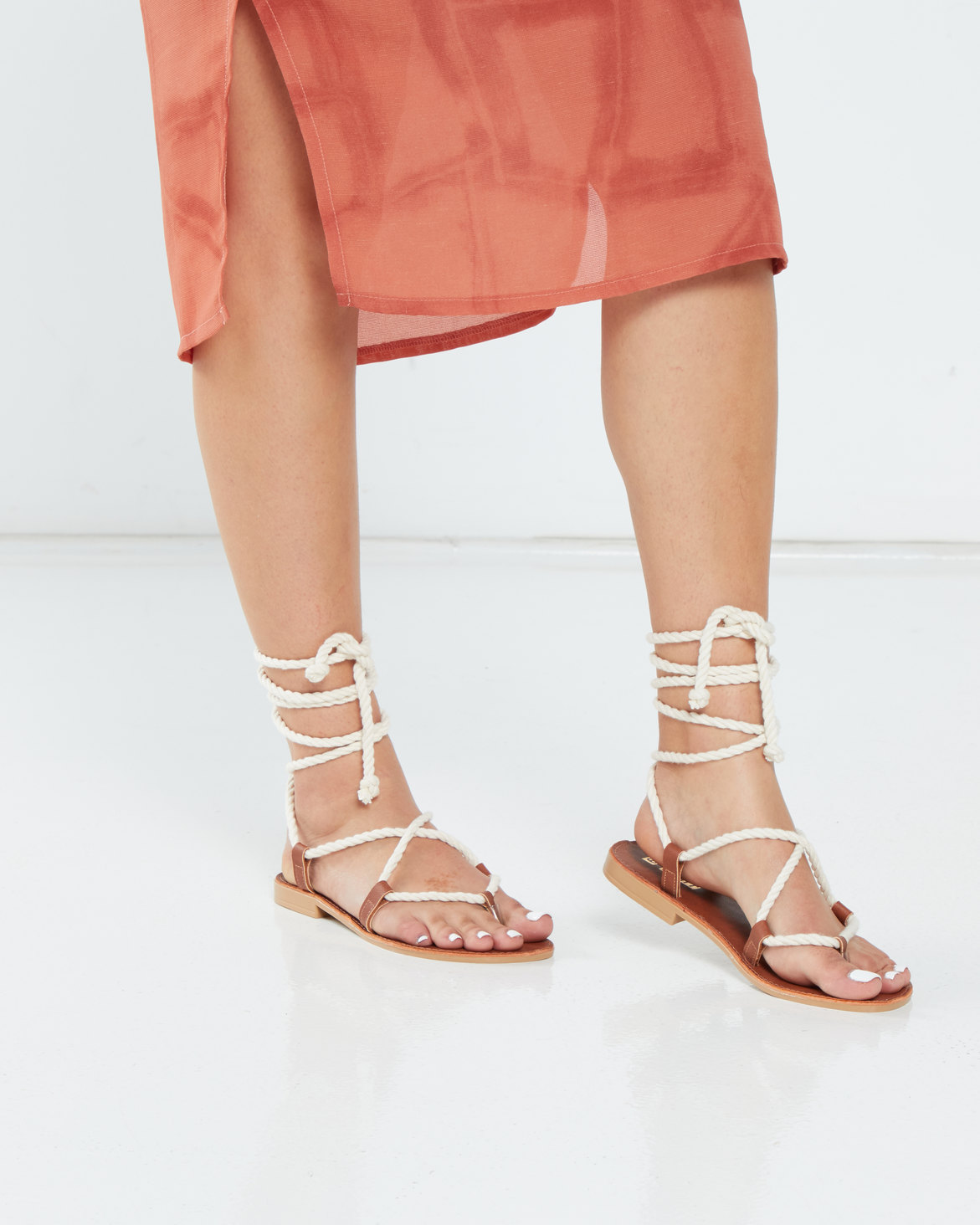Legit S19 Rope Lace-Up Flat Sandals Natural | Zando
