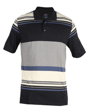 Wellalux Striped Golf Shirt Navy Blue | Zando