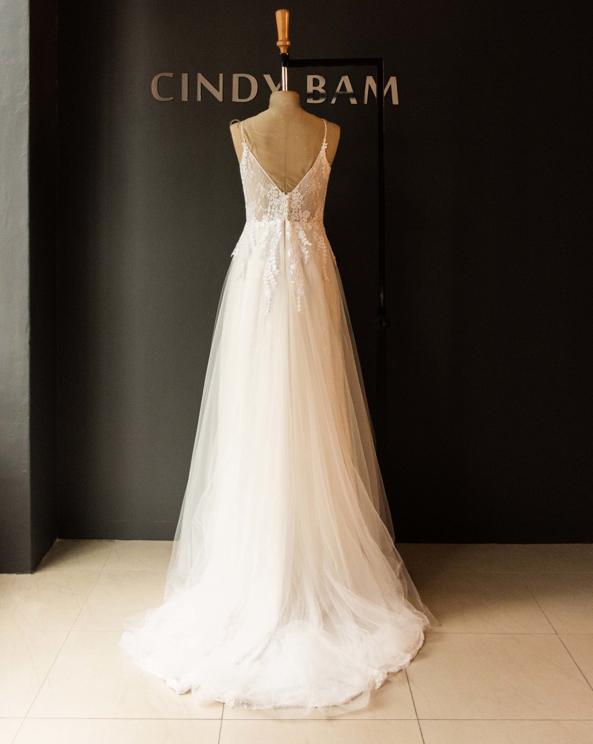 Cindy Bam Thin Strap Bodice Soft Mesh Wedding Dress Zando
