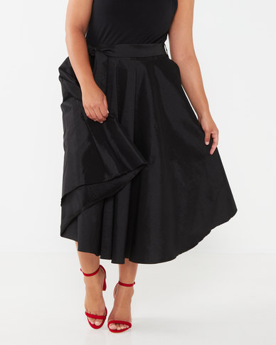 Queenspark Plus Collection Stretch Taffeta Woven Skirt Black | Zando