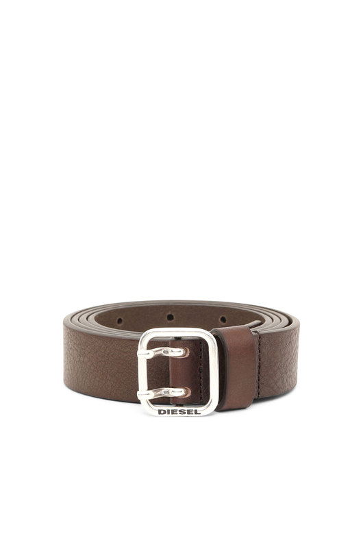 Grainy-Leather Belt With Square Tip