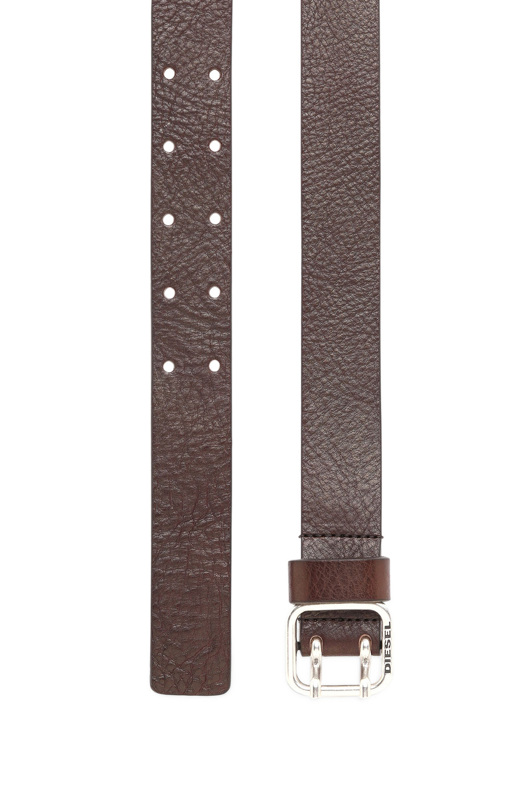 Grainy-Leather Belt With Square Tip