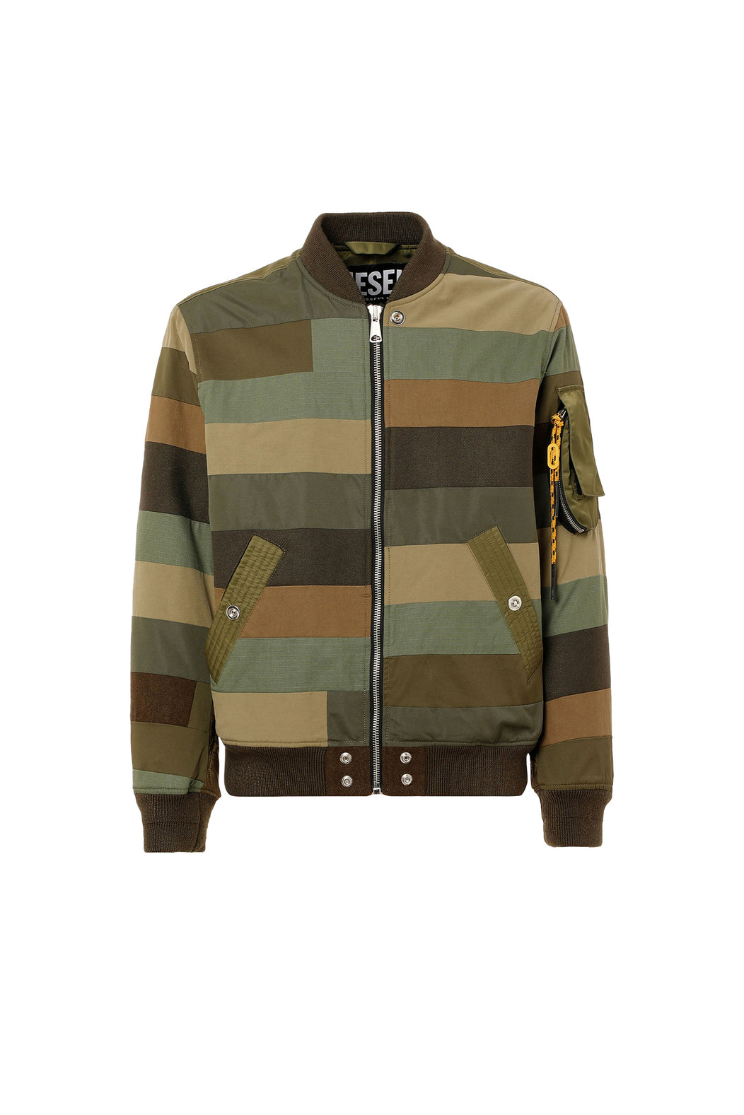 Bomber Jacket With Striped Patchwork