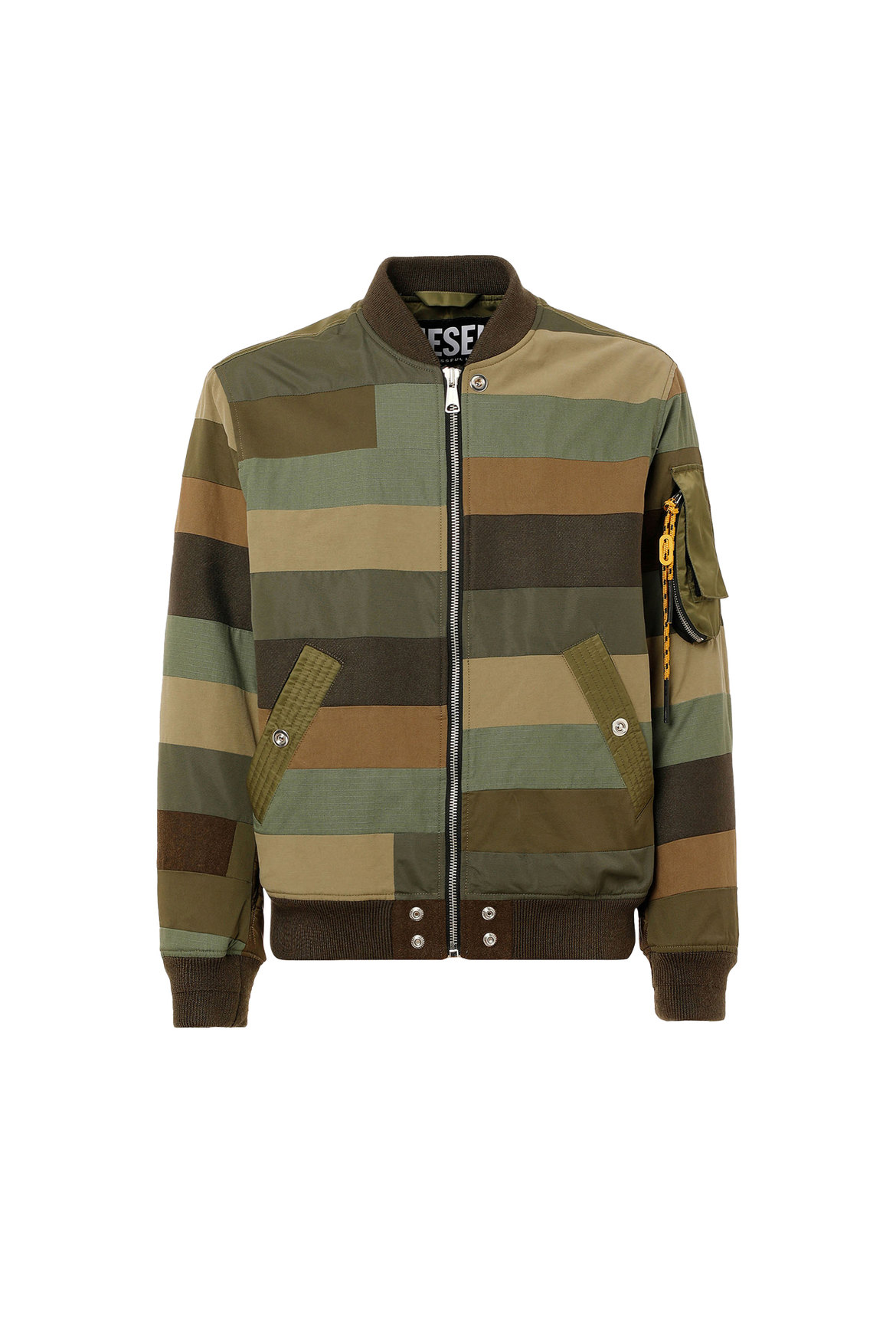 Bomber Jacket With Striped Patchwork | Diesel