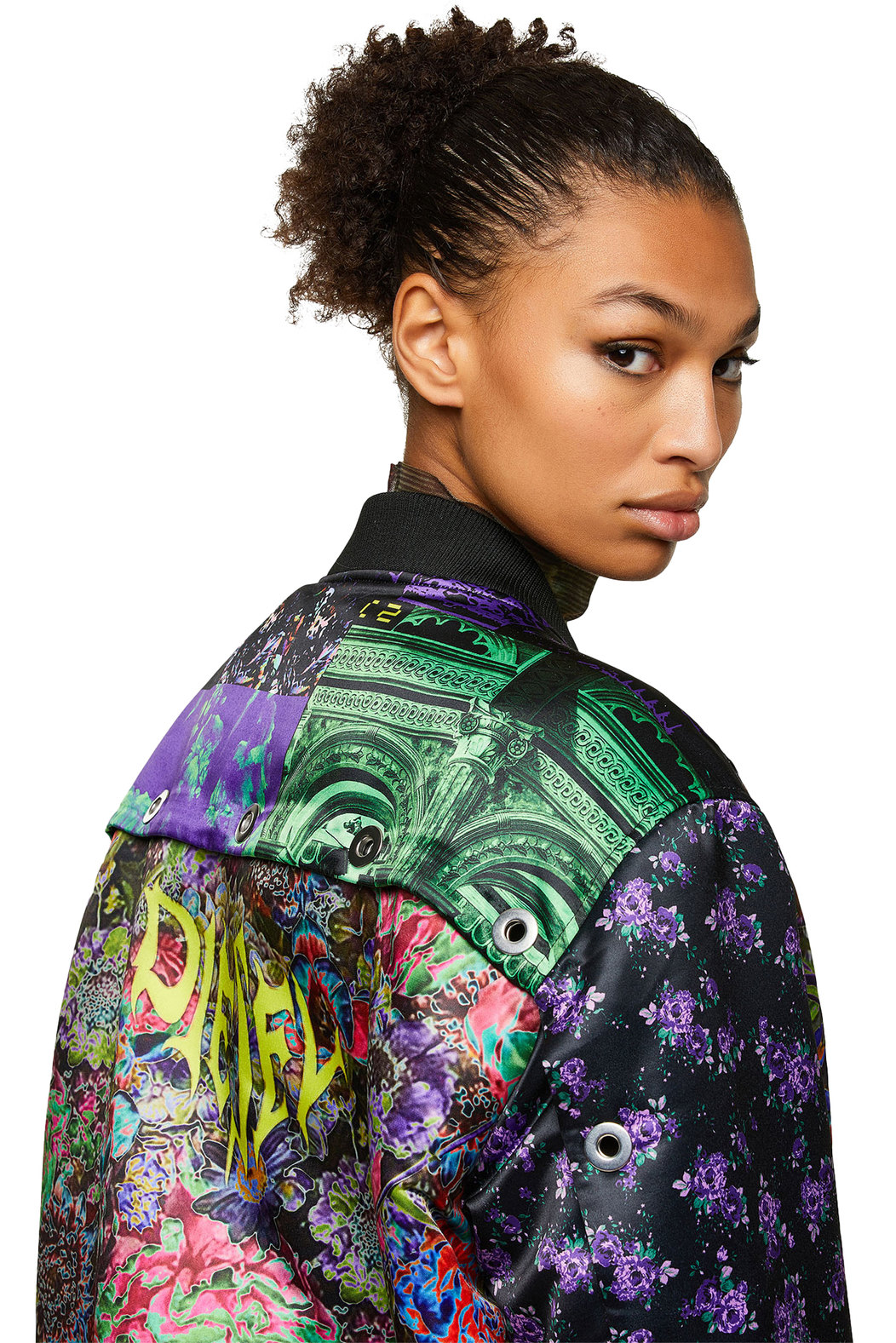 Bomber Jacket With Floral Patchwork