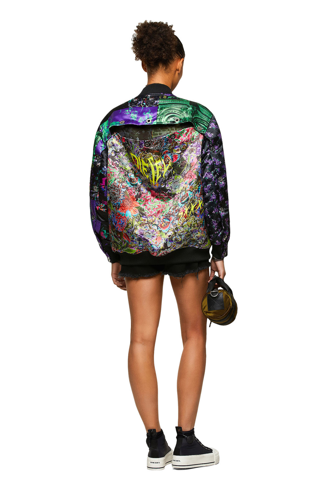 Bomber Jacket With Floral Patchwork