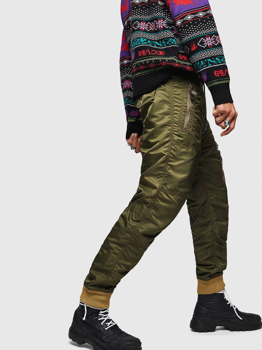 Nylon Pants With Military Details