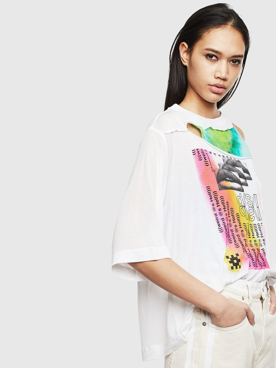 Layered Cut-Out T-Shirt With Print