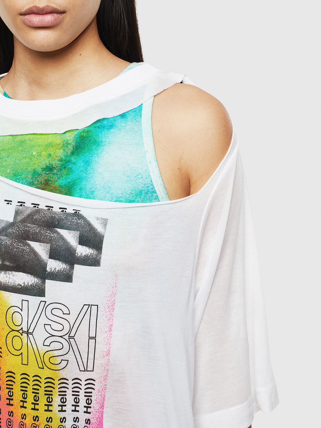 Layered Cut-Out T-Shirt With Print
