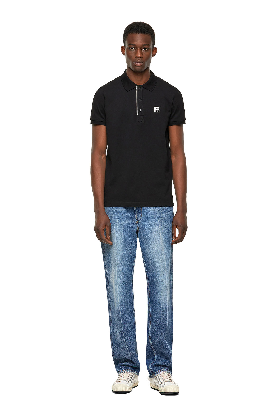 Pique Polo Shirt With Zip Detail