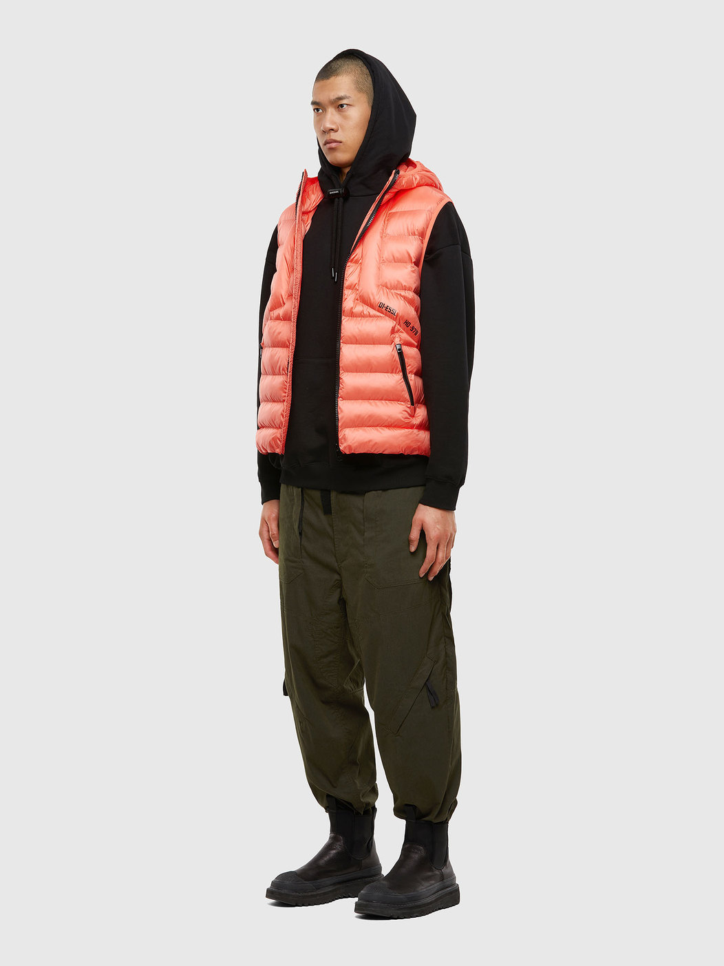 Hooded Vest In Quilted Nylon