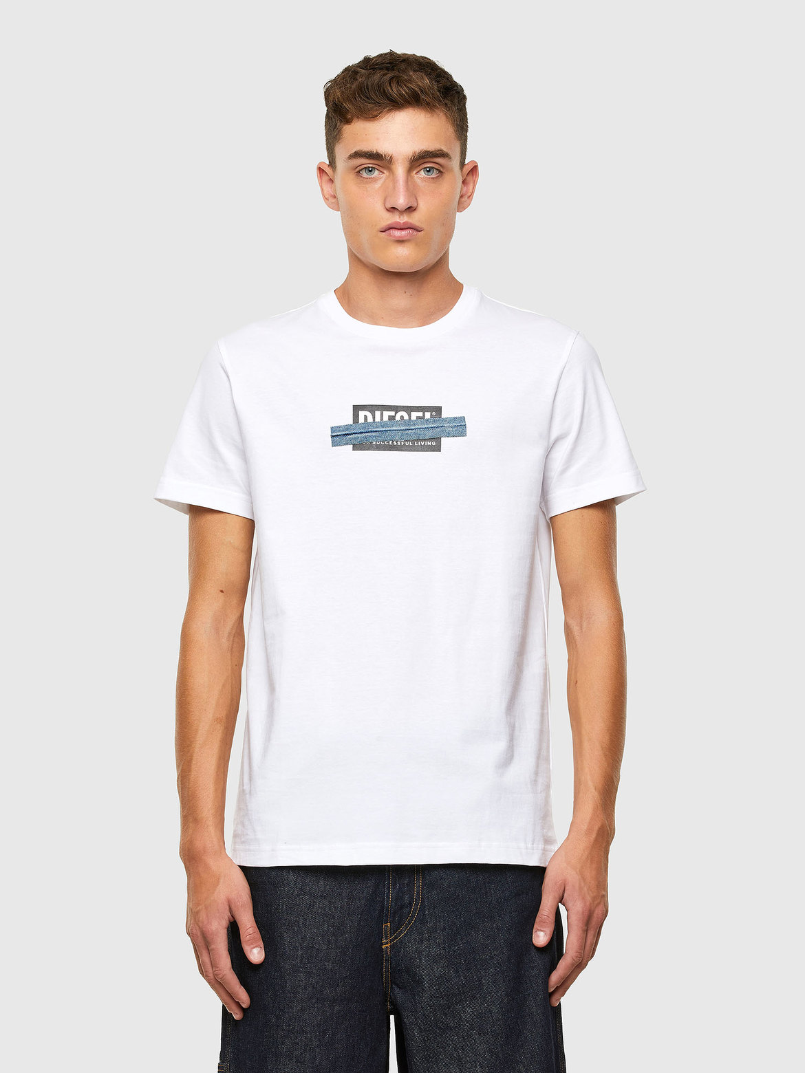 Logo T-Shirt With Denim Tape Detail | Diesel