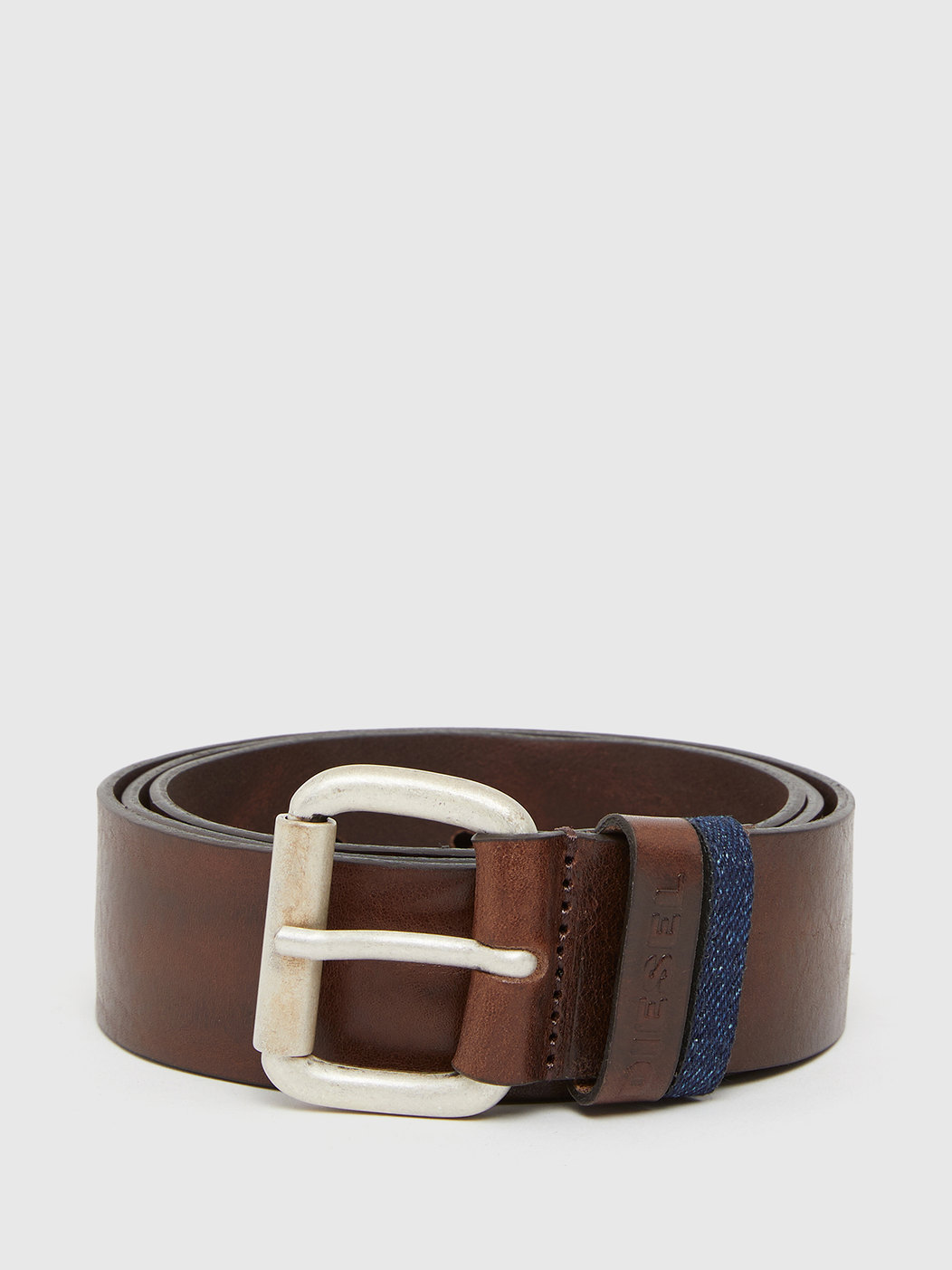 Leather Belt With Denim Loop