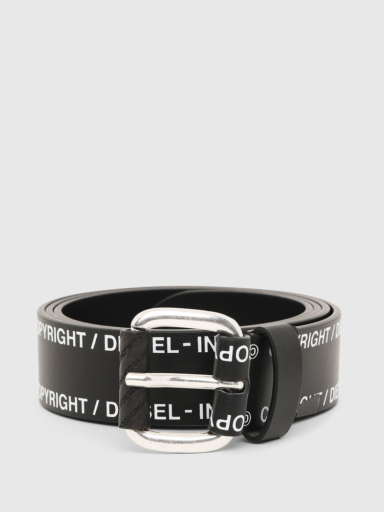 DIESEL Logo-lettering Leather Belt in Black