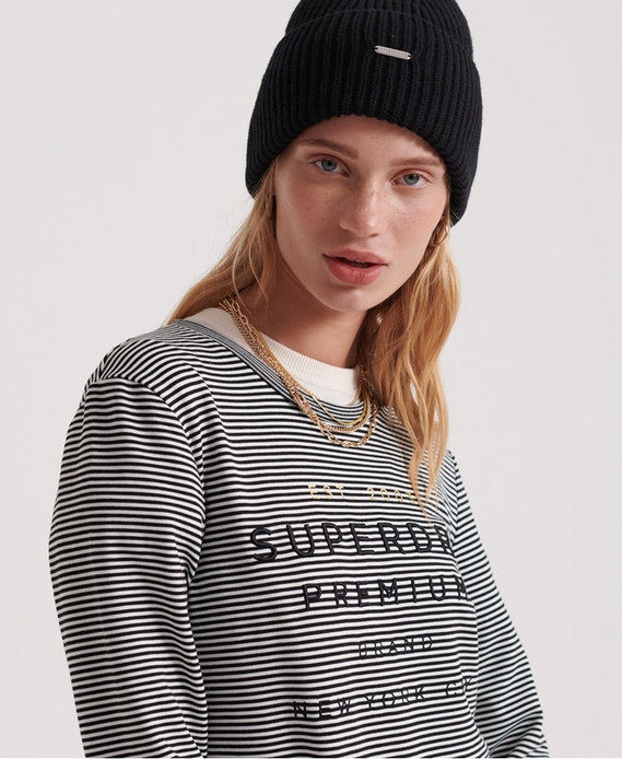 Dunne Stripe Ls Graphic Top