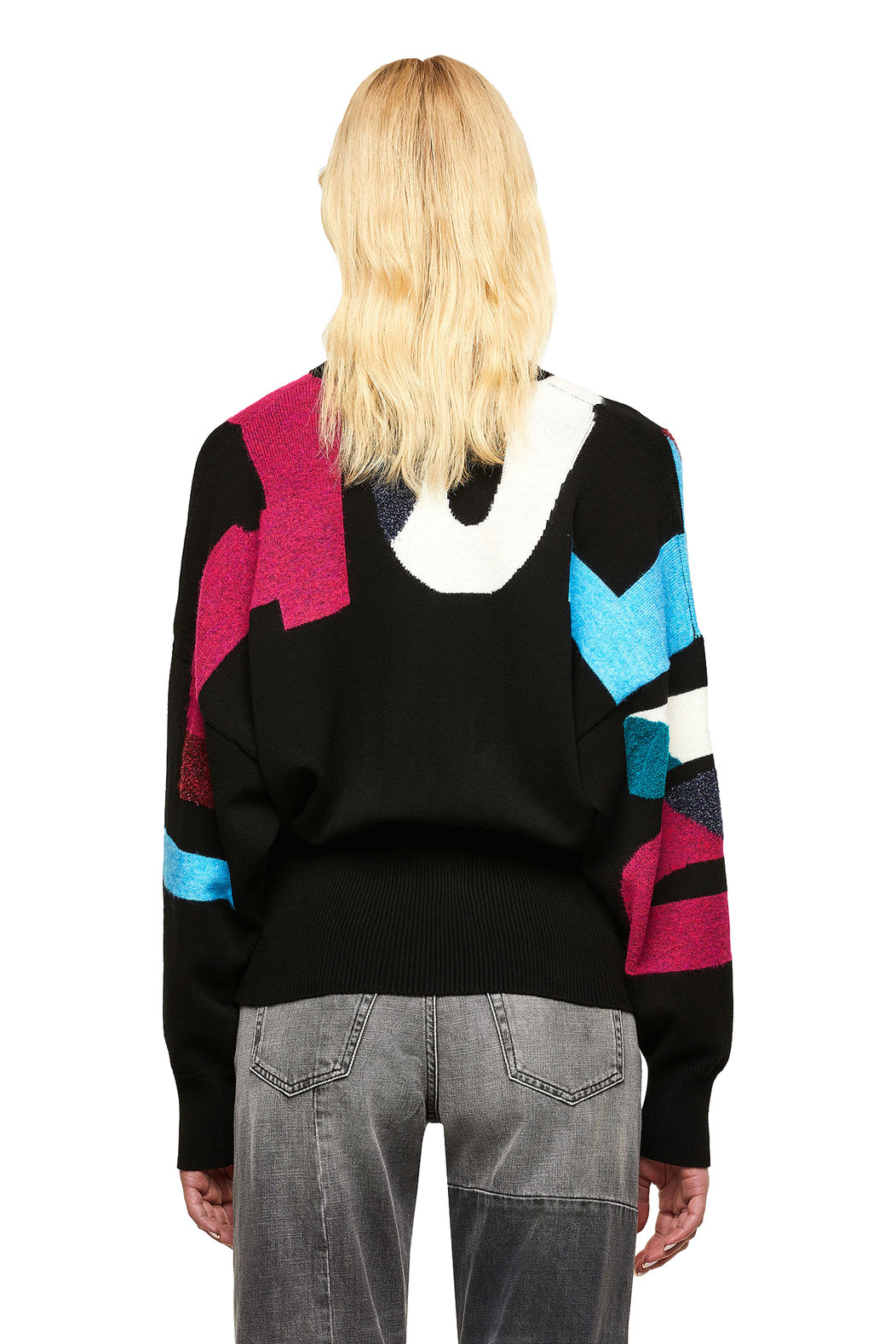 Compact-knit pullover with logo intarsia