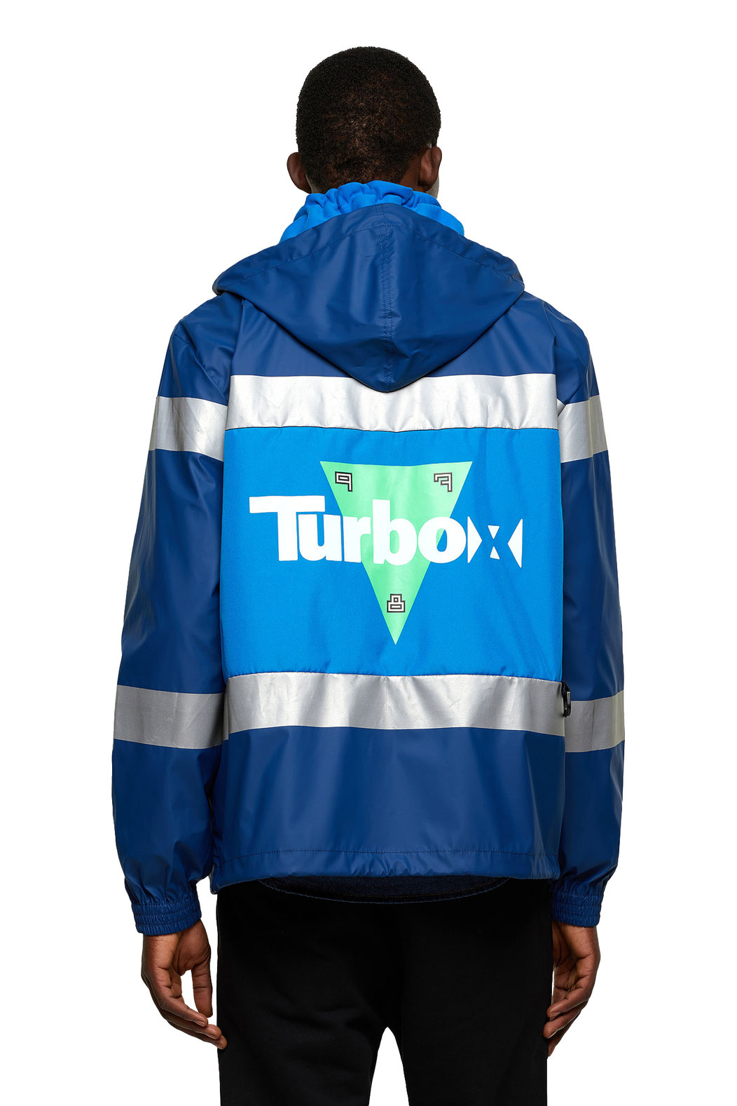Hooded jacket with reflective bands