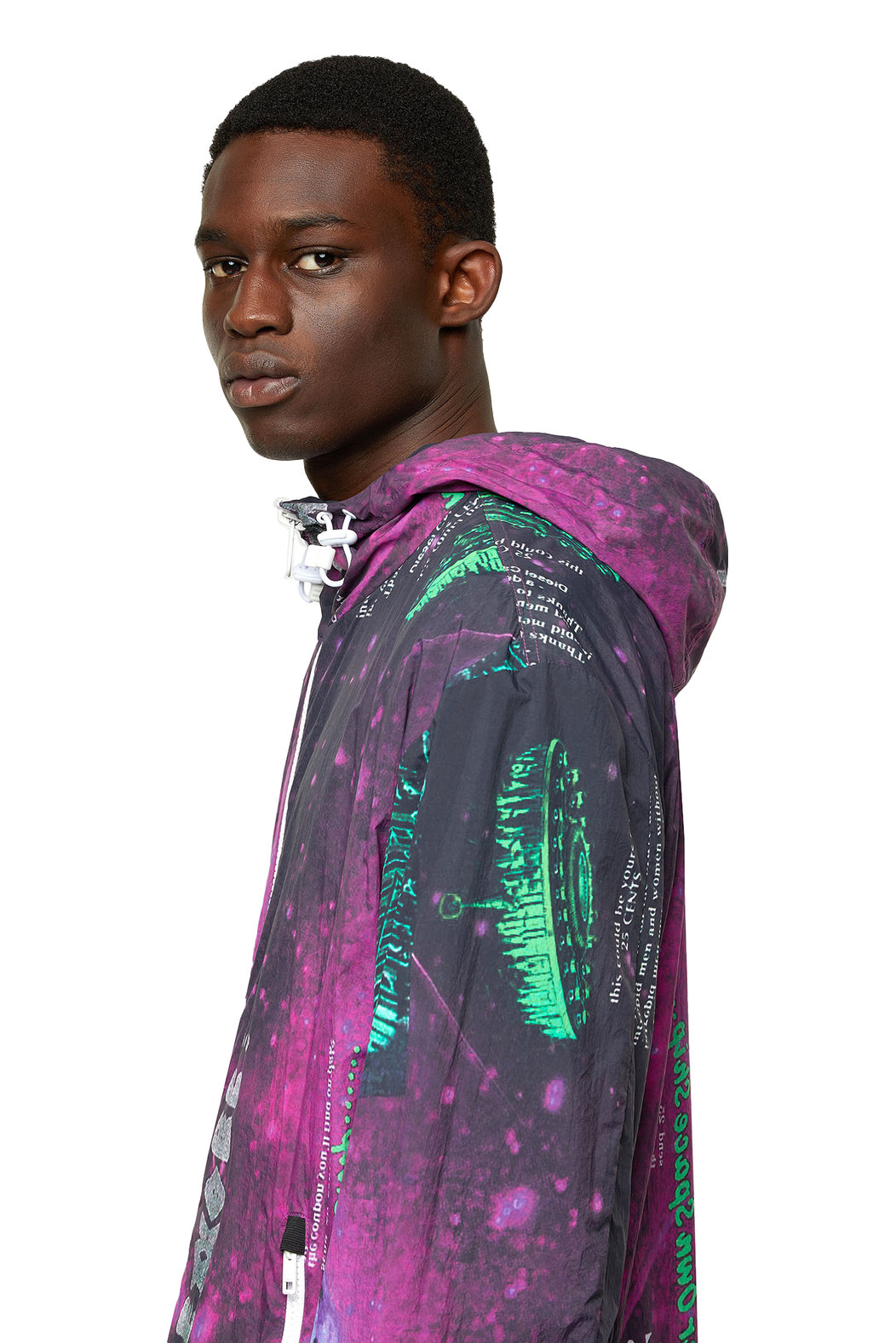Nylon jacket with Digicosmos print