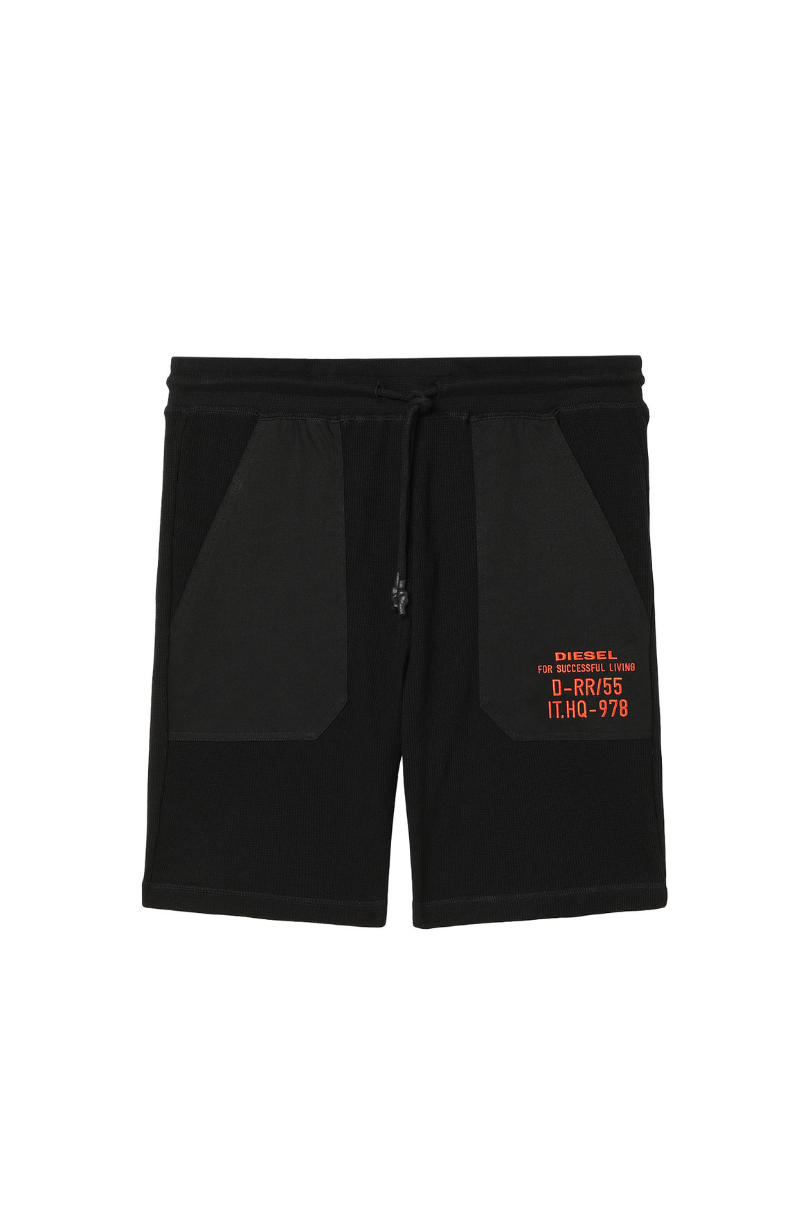 Waffle-knit shorts with embroidery | Diesel
