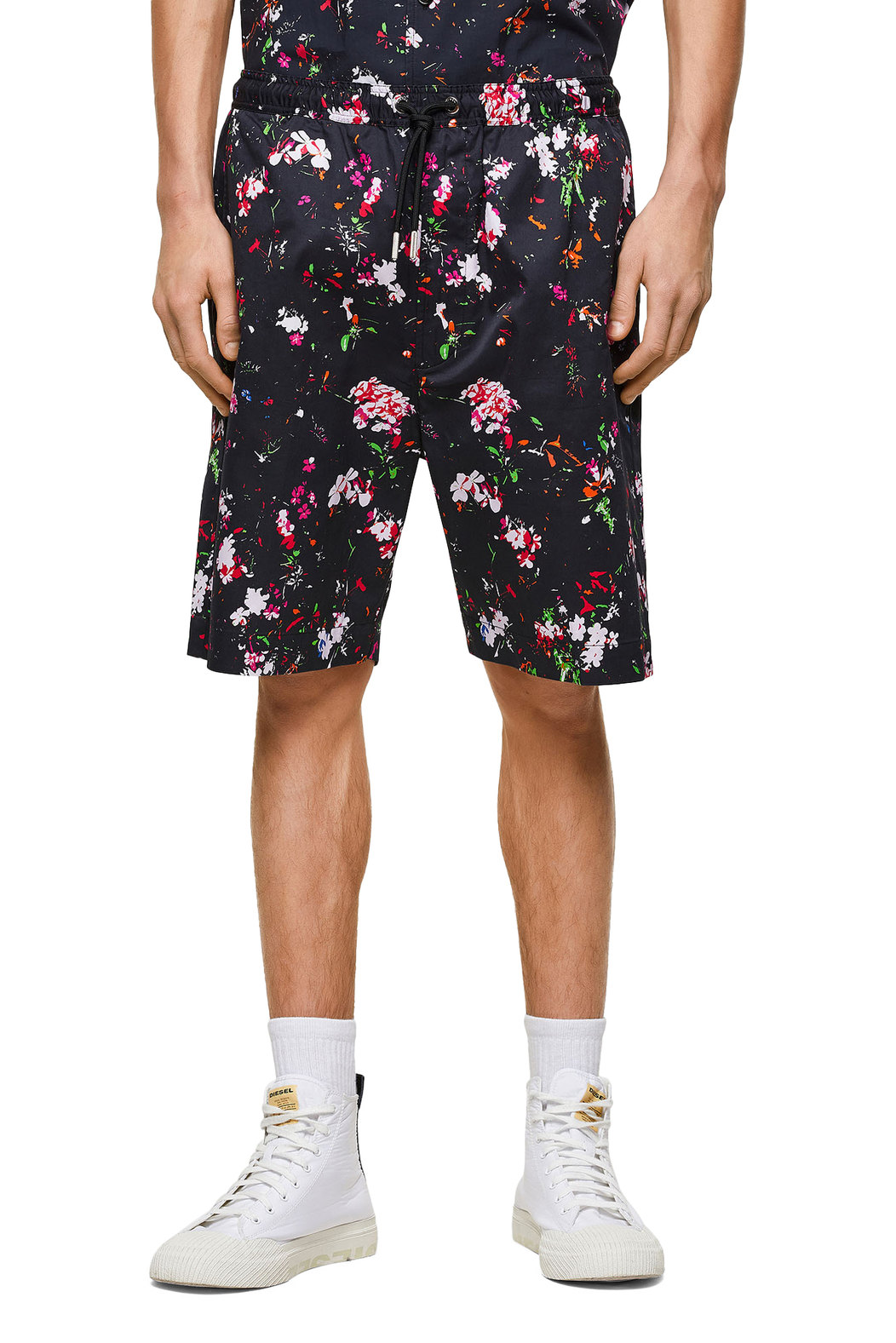 Twill shorts with floral print