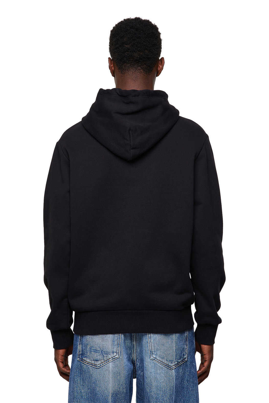 Hoodie with folded jacquard label