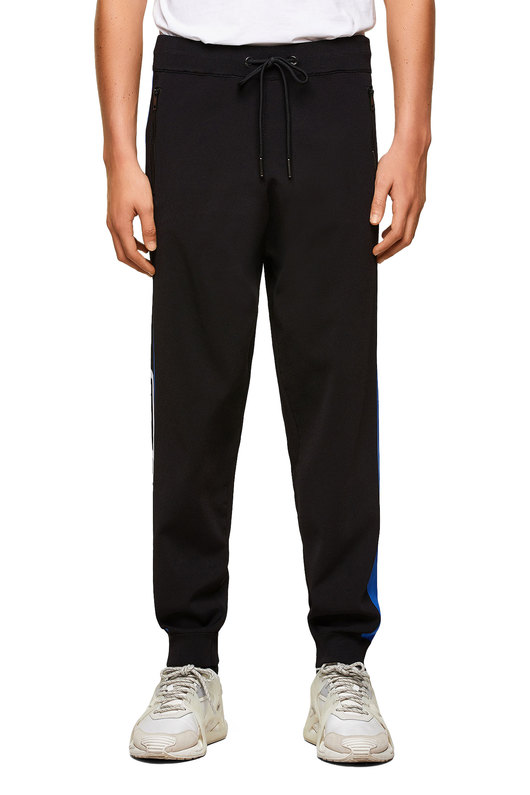 Fine-knit sweatpants with side bands