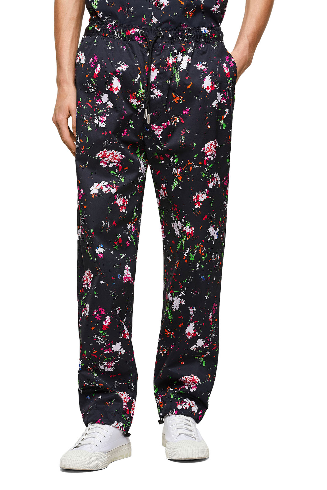 Twill pants with floral print