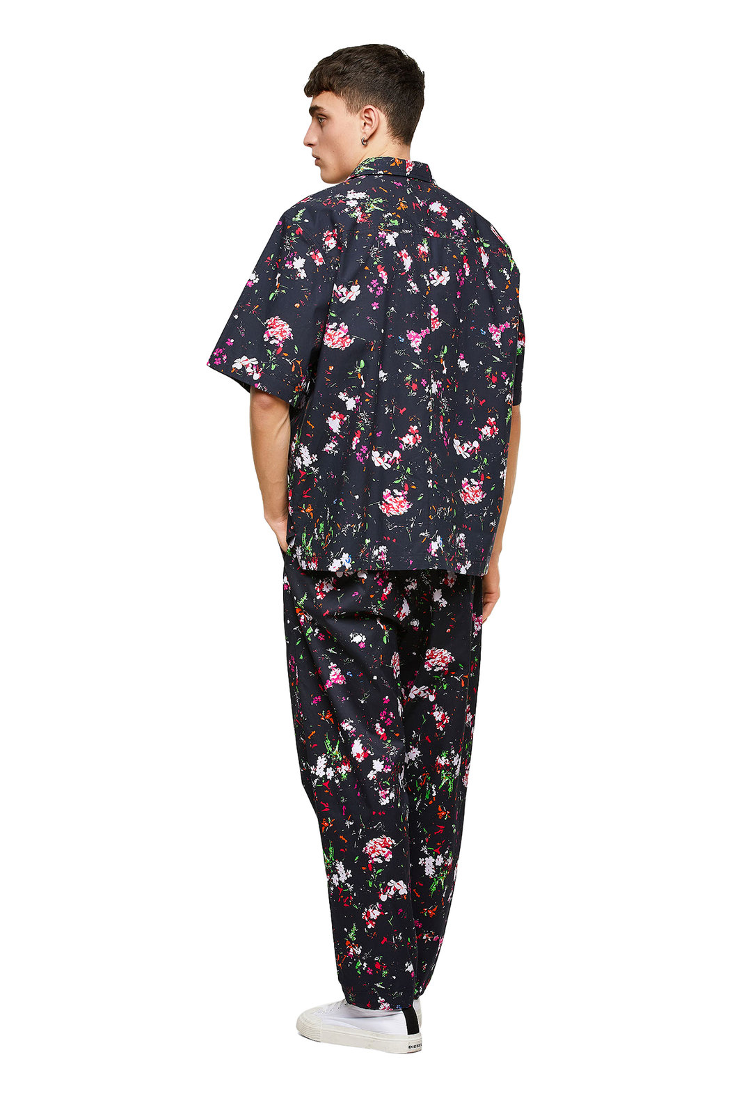 Twill pants with floral print