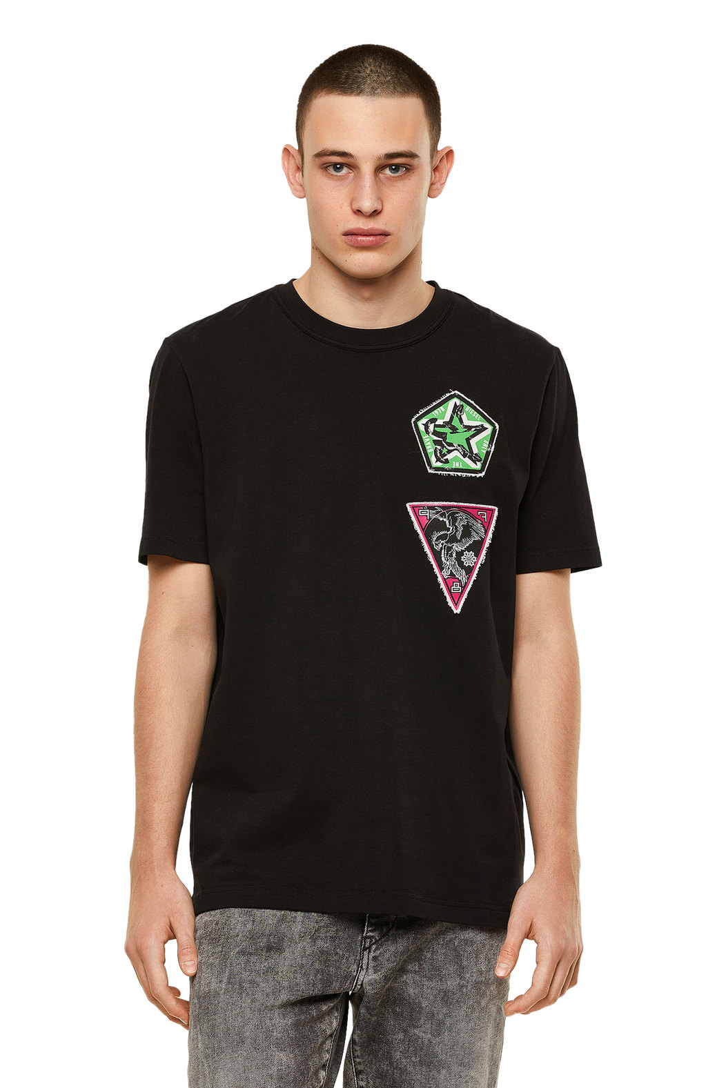 T-shirt with cobra print and patches